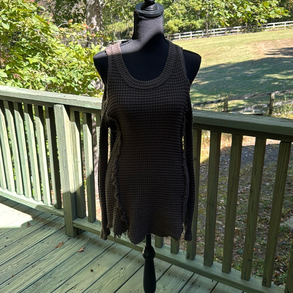 Off the shoulder green sweater